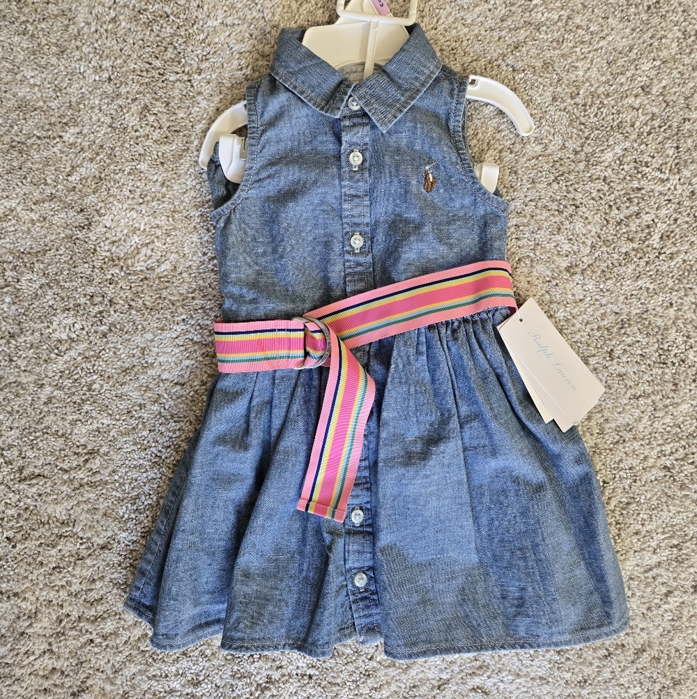 NWT Ralph Lauren Sleeveless Denim Dress- 9 Months